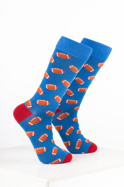 Men’s Bamboo Rich Sports Print Ankle Socks - Rugby Blue