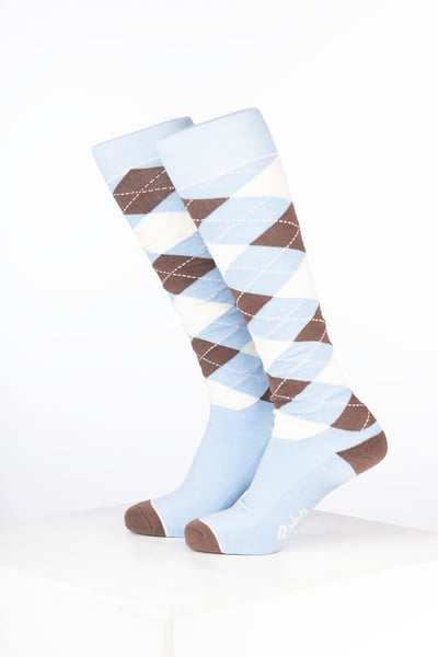 Women’s Bamboo Rich Argyle Riding Socks - Argyle Soft Blue/Mocha/Cream