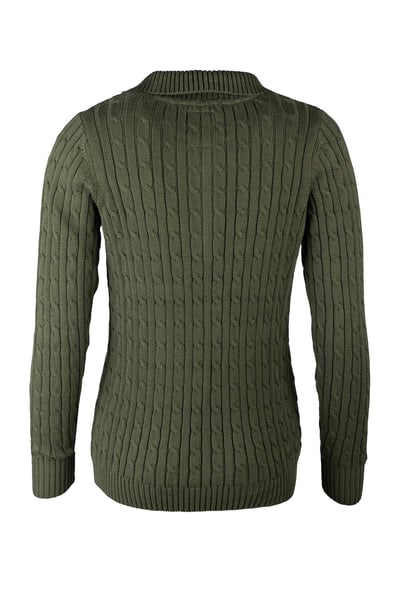 Ladies Quarter Zip Cable Knit Jumper - Emma - Khaki