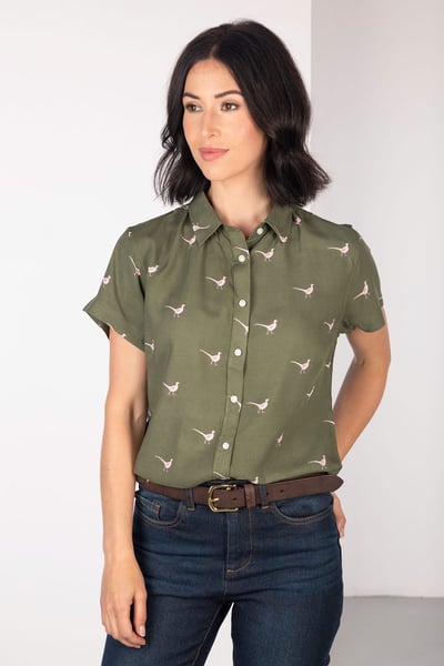 Ladies Floaty Short Sleeved Shirt - Wistow II - Walking Pheasant Khaki
