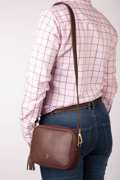 Ladies Leather Cross-Body Bag - Helmsley - Chestnut/Pheasant