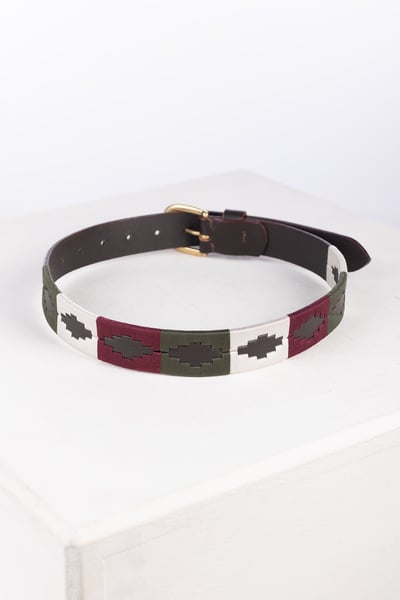 Junior-Polo-Gürtel – Askwith - Olive/White/Burgundy