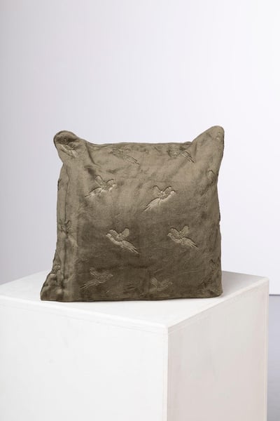 Patterned Fleece Cushion Cover - Khaki