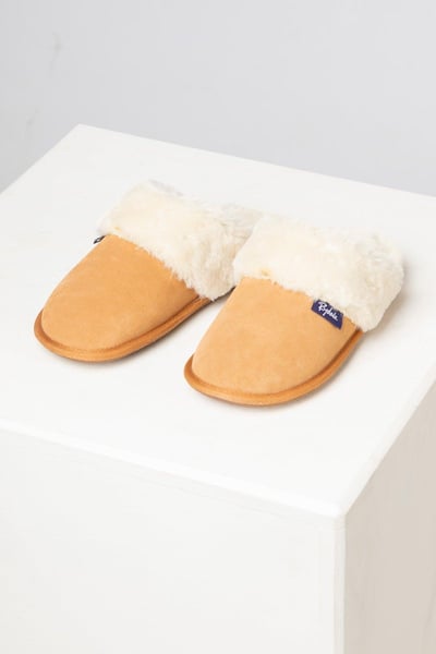Ladies Suede Slippers - Beswick - Tan