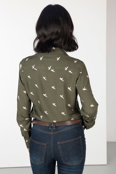 Ladies Button Down Blouse - Wistow II - Khaki Pheasant