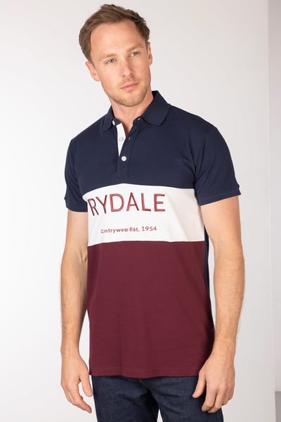 Men's Polo Shirt - Byland - Rydale Navy/White/Wine