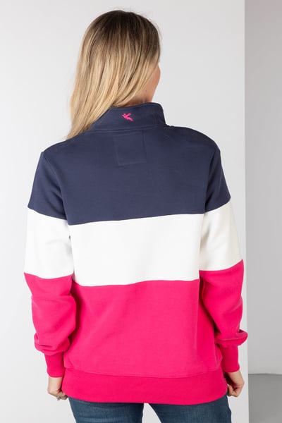 Ladies Sweatshirt - Byland - Cow Navy/White/Bonbon