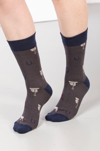 Ladies Pony Print Ankle Socks - Slate