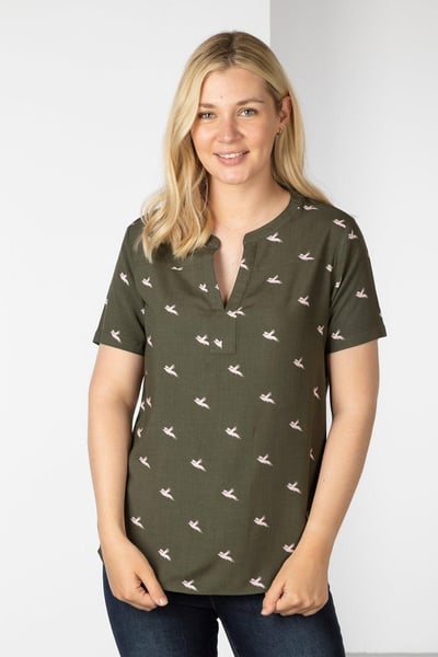 Ladies Short Sleeve Blouse - Wistow II - Khaki Pheasant