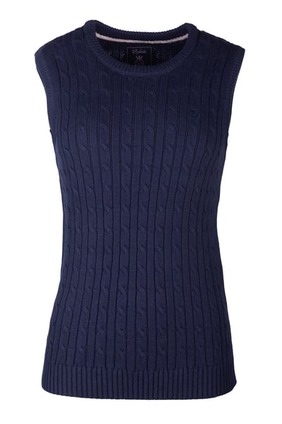 Ladies Crew Neck Cable Knit Vest - Emma - Navy