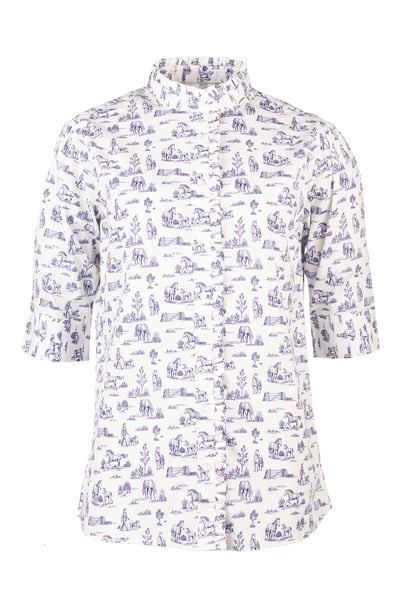 Ladies Ruffled Short Sleeved Shirt - Ivy - Horse Life