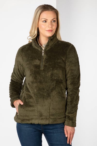 Damen Überkopf-Fleece - Etton II - Olive