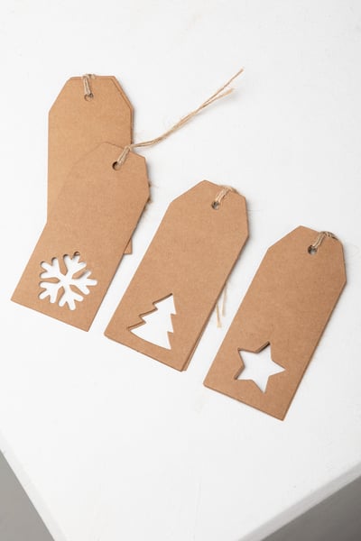 Kraft Paper Christmas Gift Tags - 12 Pack - Brown