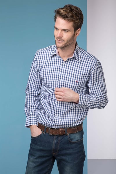 Chemises classiques en coton Oxford pour hommes - Oscar Jbleu