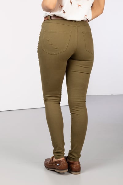 Ladies Embroidered Jeans - Ella - Khaki