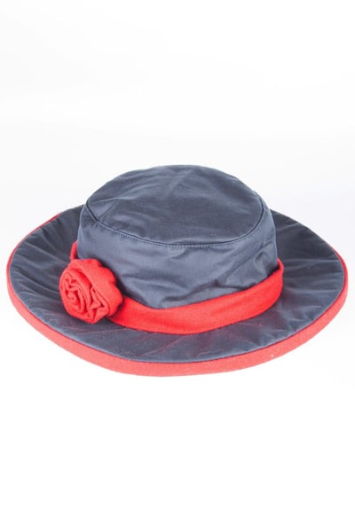 Ladies Wax Cotton Rose Hat - Red