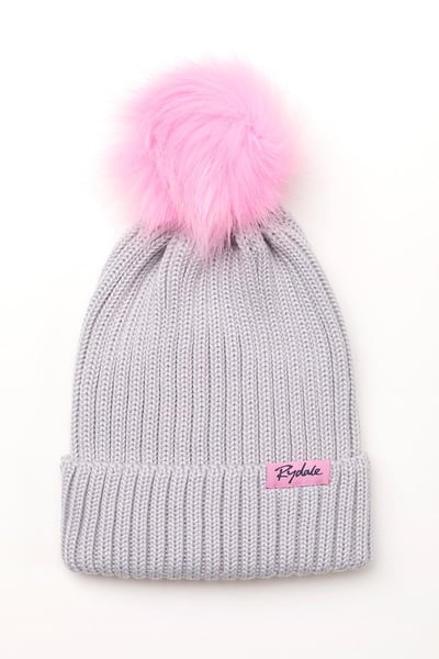 Ladies Pom Pom Hat - Poppy - Grey