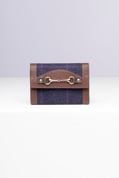 Ladies Tweed Trifold Purse - Helmsley - Navy Tweed