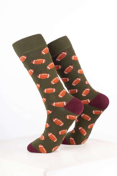 Men’s Bamboo Rich Sports Print Ankle Socks - Rugby Dark Olive