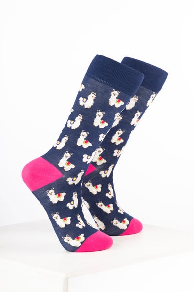Women’s Bamboo Rich Animal Ankle Socks - Alpaca Denim