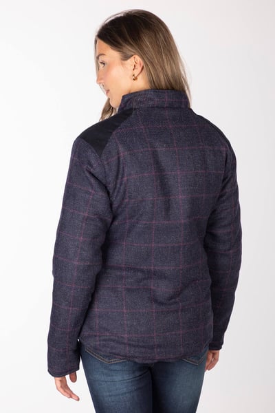 Ladies Padded Tweed Jacket - Haworth - Navy Tweed