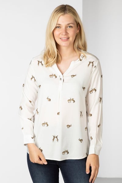 Ladies Printed Blouse - Wistow II - Hare White