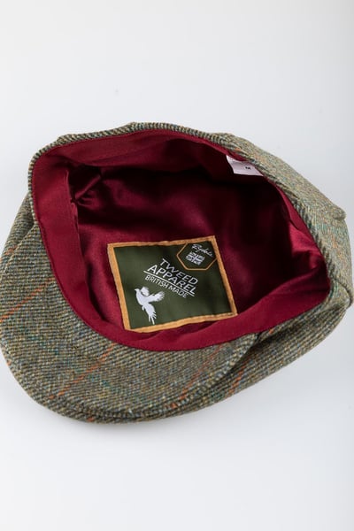 Men's Keepers Tweed Flat Cap - Danby - Dark Green/Orange Check