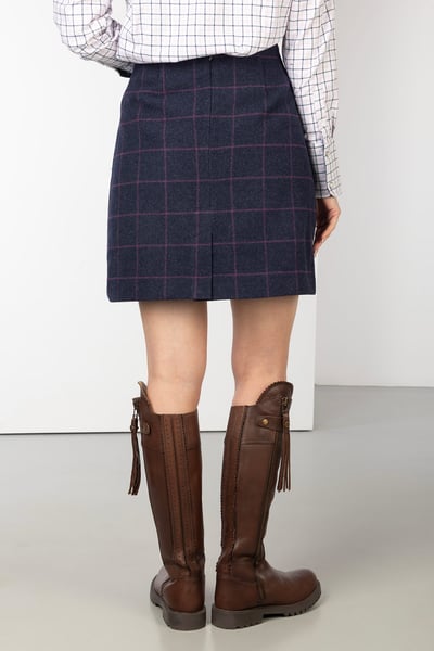 Kurzer Tweedrock für Damen – Hannah - Marineblauer Tweed
