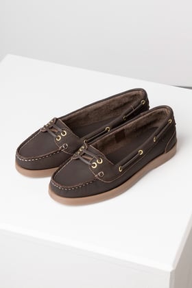 Ladies Reighton Low Front Deck Shoes - Dark Brown