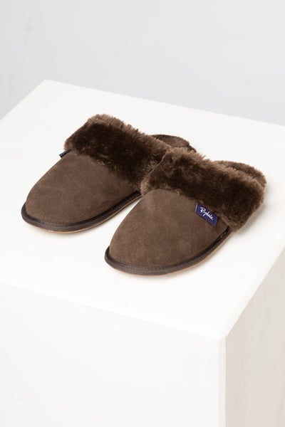 Ladies Suede Slippers - Beswick - Chocolate