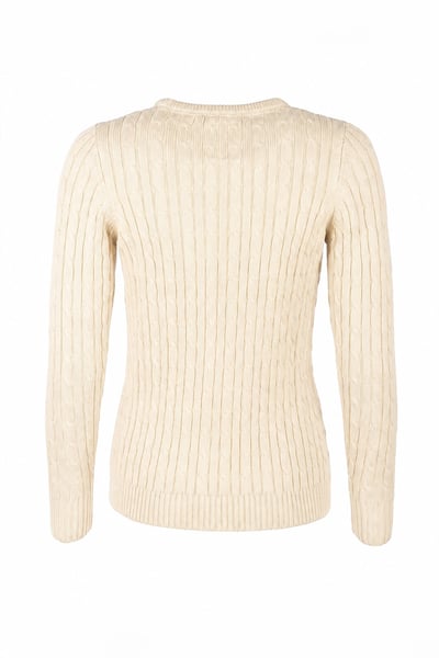 Damen Pullover mit Zopfmuster und Rundhalsausschnitt - Emma - Beige