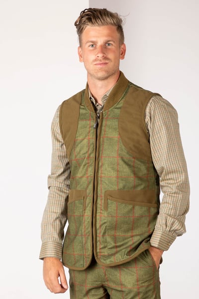 Men's Tweed Print Shooting Waistcoat - Danby - Scampston Tweed