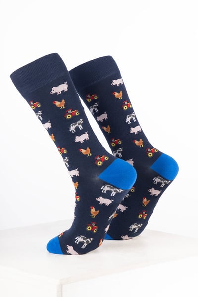 Men’s Farm Ankle Socks - Farm Yard Navy