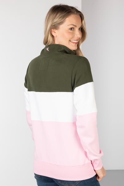 Damen Sweatshirt - Byland - Rydale Sorbet/Weiß/Oliv