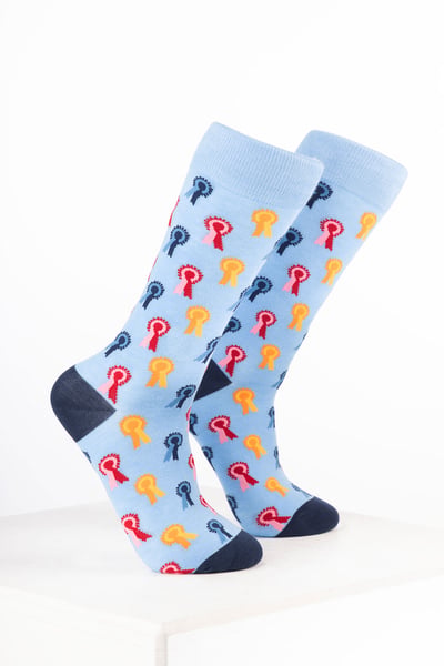 Women’s Bamboo Rich Horse Print Ankle Socks - Rosette Soft Blue