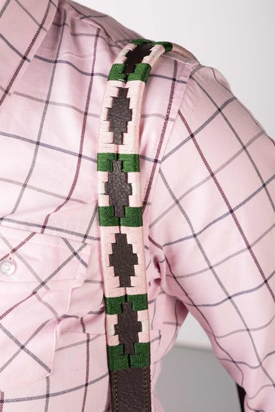 Leather Bag Strap - Brown/Olive/Sorbet