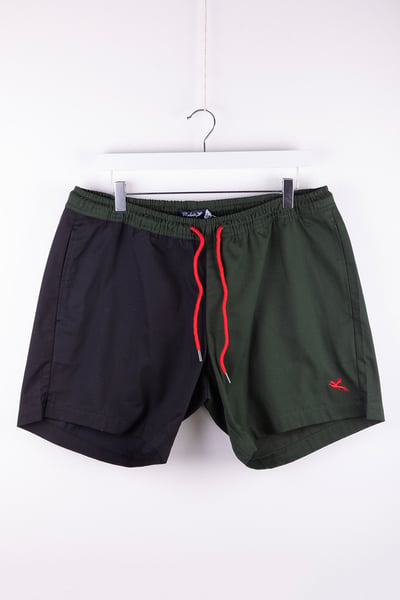 Men's Quartered Rugby Shorts - Ganton - Dark Olive/Black