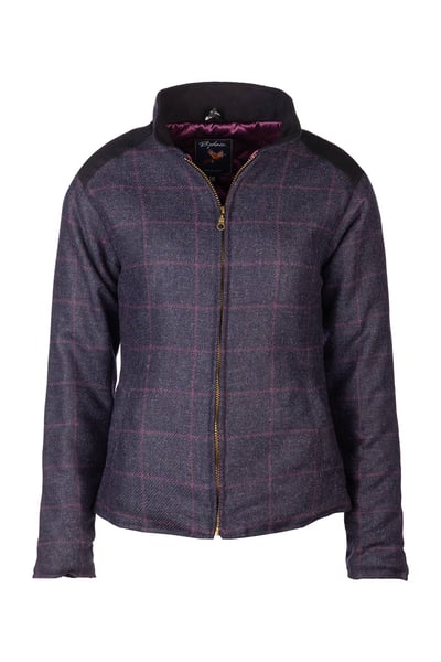 Chaqueta acolchada de tweed para mujer - Haworth - Tweed azul marino