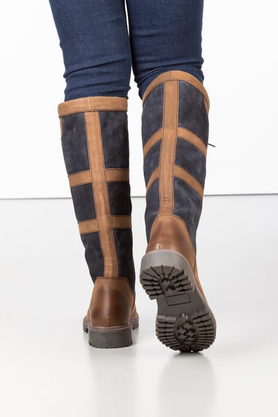 Ladies Tall Leather Boots - Tullymore - Navy