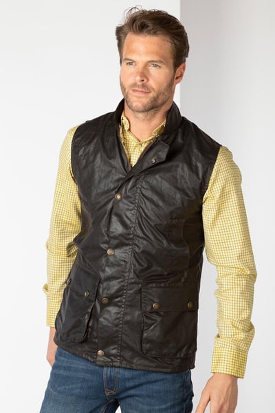 Men's Cotton Lined Wax Waistcoat - Richmond - Brown