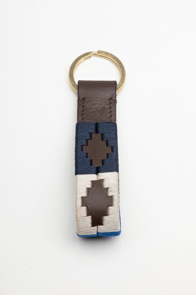 Leather Loop Polo Keyring - Askwith - Blue/White/Navy