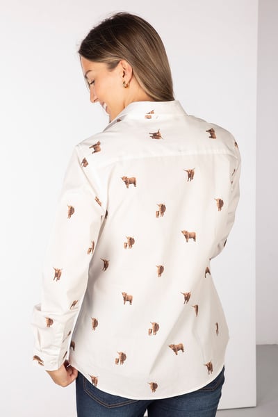 Ladies Printed Shirt - Wistow II - Highland Cow