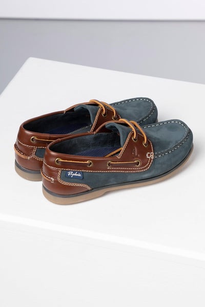Ladies Leather Deck Shoes - Cayton III - Navy/Brown