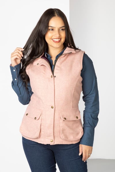 Ladies Tweed Waistcoat - Helmsley - Pink Tweed