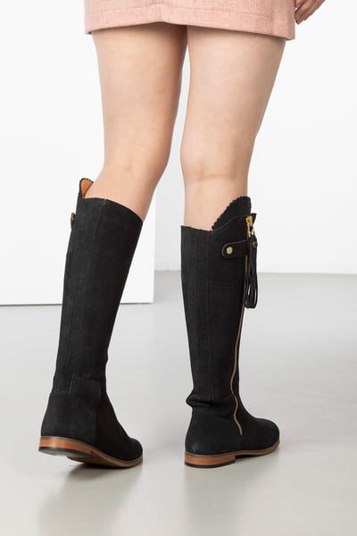 Ladies Tall Suede Country Boots - Helmsley - Navy