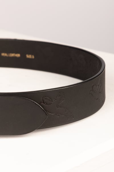 Men's Leather Jeans Belt - Sledmere - Waxy Black