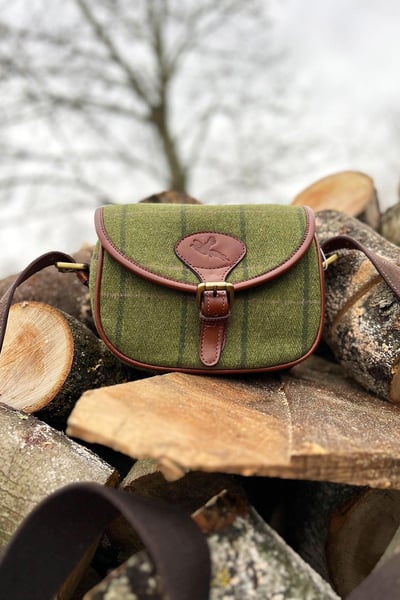 Tweed Cartridge Bag - Danby - Olive/Pink