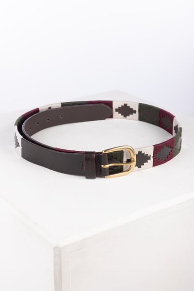 Polo Belts - Askwith - Olive/White/Burgundy