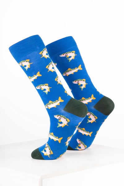 Men’s Bamboo Rich Animal Ankle Socks - Fish Blue