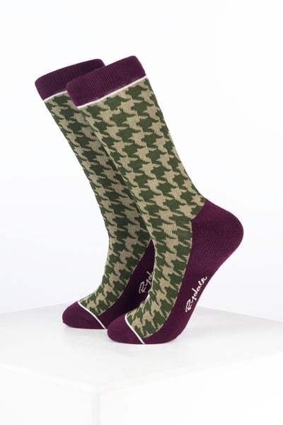 Damen-Knöchelsocken aus Bambusmaterial mit Hahnentrittmuster - Hahnentritt Dunkeloliv